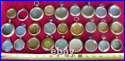 Vintage 27 OPEN FACE Pocket Watch Cases Empty VARIETY OF SIZES GROUP LOT