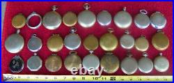 Vintage 27 OPEN FACE Pocket Watch Cases Empty VARIETY OF SIZES GROUP LOT