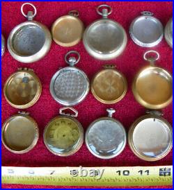 Vintage 27 OPEN FACE Pocket Watch Cases Empty VARIETY OF SIZES GROUP LOT