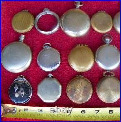 Vintage 27 OPEN FACE Pocket Watch Cases Empty VARIETY OF SIZES GROUP LOT