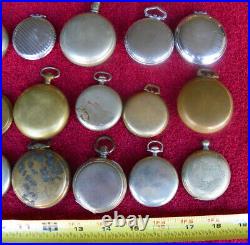 Vintage 27 OPEN FACE Pocket Watch Cases Empty VARIETY OF SIZES GROUP LOT