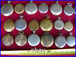 Vintage 27 OPEN FACE Pocket Watch Cases Empty VARIETY OF SIZES GROUP LOT