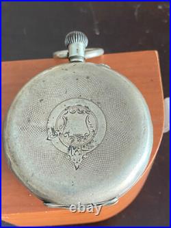 Vintage 47.60mm Abelco Swiss Pocket Watch, Keeping Time, Fine Silver Case. 935