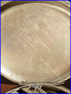 Vintage 47.60mm Abelco Swiss Pocket Watch, Keeping Time, Fine Silver Case. 935