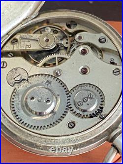 Vintage 47.60mm Abelco Swiss Pocket Watch, Keeping Time, Fine Silver Case. 935