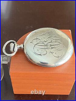 Vintage 47.7mm Shreve & Co. Longines Pocket Watch, Sterling Silver Hunting Case