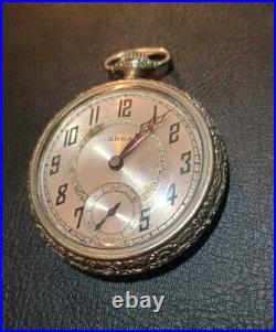 Vintage ABRA Watch Co Swiss Pocket Watch 16 Jewels Supreme IWC Co Case -RUNS