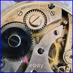 Vintage ABRA Watch Co Swiss Pocket Watch 16 Jewels Supreme IWC Co Case -RUNS