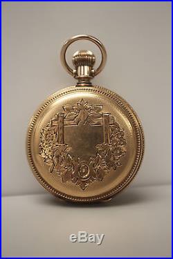 Vintage Agassiz Pocket Watch Movement in 14k Gold Case 5 Digit Serial