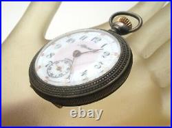 Vintage Alpine Pocket Watch CWC Co Crescent Case Sterling Silver Open Face Swiss