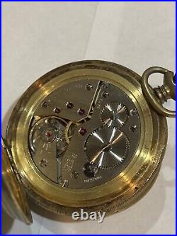 Vintage Amchron 17 Jewel Incabloc Pocket Watch Enamel Dial Hunter Case Rare