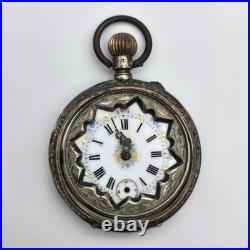 Vintage Antique Cylinder 10j 800 Silver Outer Case Pocket Watch As Is