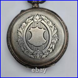 Vintage Antique Cylinder 10j 800 Silver Outer Case Pocket Watch As Is