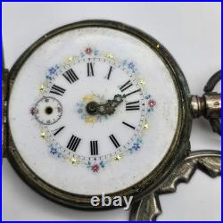 Vintage Antique Cylinder 10j 800 Silver Outer Case Pocket Watch As Is