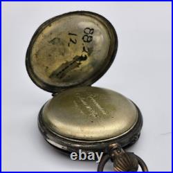 Vintage Antique Cylinder 10j 800 Silver Outer Case Pocket Watch As Is
