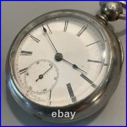 Vintage Antique Key Wind Up 18s Pocket Watch With Fahys Oresilver Case