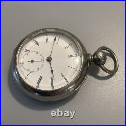 Vintage Antique Key Wind Up 18s Pocket Watch With Fahys Oresilver Case