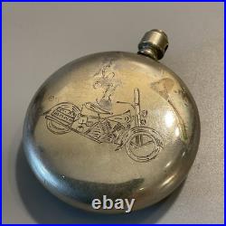 Vintage Antique Motorcycle Engraved Illinois Nickel Silver Pocket Watch Case