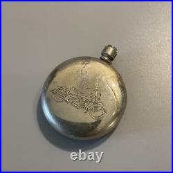 Vintage Antique Motorcycle Engraved Illinois Nickel Silver Pocket Watch Case