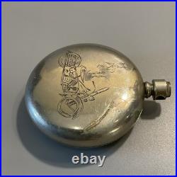 Vintage Antique Motorcycle Engraved Illinois Nickel Silver Pocket Watch Case