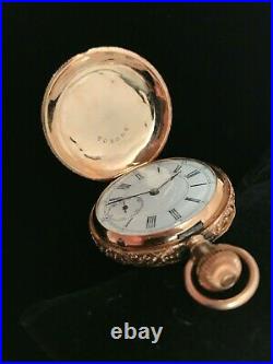 Vintage Antique Seth Thomas 14K Rose Gold Hunt Case Pocket Watch