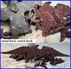 Vintage-Antique Swiss Black Forest Hand Carved Eagle Pocket Watch Stand, Holder