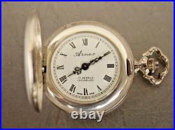Vintage Arnex 17 Jewel Incabloc Ladies Pocket Watch with 925 Sterling Silver Case