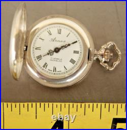 Vintage Arnex 17 Jewel Incabloc Ladies Pocket Watch with 925 Sterling Silver Case