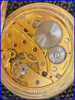 Vintage Arnex Pocket Watch Swiss 17J Blue Cartouche Dial Gold Plated Ornate Case