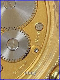 Vintage Arnex Pocket Watch Swiss 17J Blue Cartouche Dial Gold Plated Ornate Case