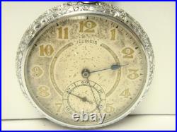 Vintage Art Deco Model 3 Illinois 17 Jewel Pocket Watch Supreme Case Working