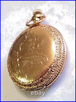 Vintage Art Nouveau 1898 Waltham Hunting Case Ladies Gold Filled Pocket Watch