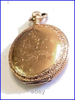 Vintage Art Nouveau 1898 Waltham Hunting Case Ladies Gold Filled Pocket Watch