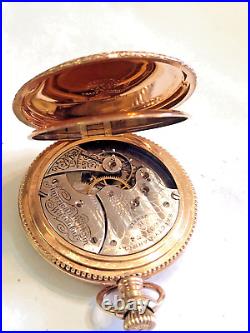 Vintage Art Nouveau 1898 Waltham Hunting Case Ladies Gold Filled Pocket Watch