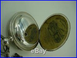 Vintage Awc Waltham P S Bartlett CIVIL War Pocket Watch 1864 Coin Silver Case