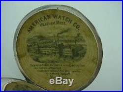 Vintage Awc Waltham P S Bartlett CIVIL War Pocket Watch 1864 Coin Silver Case