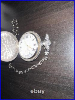 Vintage BUCHERER pocket watch crest pattern/Landscape 17 Jewel Hunter Case/Chain