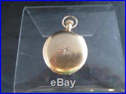Vintage Beautiful Antique Elgin 14K Gold Case Pocket Watch with Mine Cut Diamond