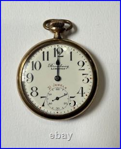 Vintage Broadway Limited Langendorf Gold Case Swiss Pocket Watch 21 Jewels AS IS