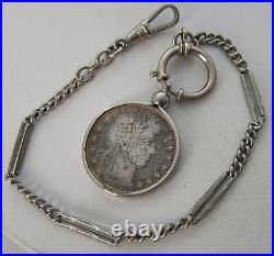Vintage Bucherer Hunting Case Pocket Watch withChain 1905 US Half $ Fob 15J Windup