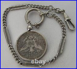 Vintage Bucherer Hunting Case Pocket Watch withChain 1905 US Half $ Fob 15J Windup