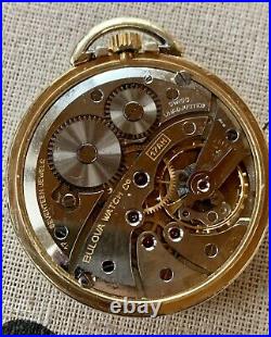Vintage Bulova Pocket Watch, 17AH Swiss, 17 Jewels, 10k RGP Case, Runs Nicley