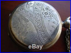 Vintage CIVIL War Era Waltham 18size Key Wind Pocket Watch Silver Engraved Case