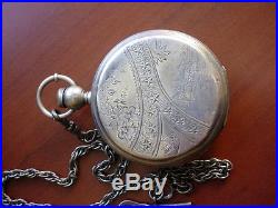 Vintage CIVIL War Era Waltham 18size Key Wind Pocket Watch Silver Engraved Case