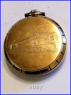 Vintage CLINTON/HAMPDEN Swiss Open Face 21 Jewels Pocket Watch - TRAIN case