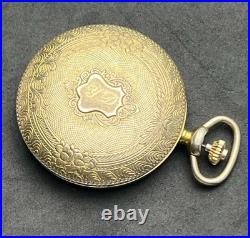 Vintage COLIBRI 47mm Swiss Quartz Pocket Watch Date Gold Plated Case Cream Dial