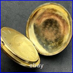 Vintage COLIBRI 47mm Swiss Quartz Pocket Watch Date Gold Plated Case Cream Dial