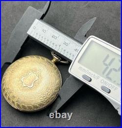 Vintage COLIBRI 47mm Swiss Quartz Pocket Watch Date Gold Plated Case Cream Dial