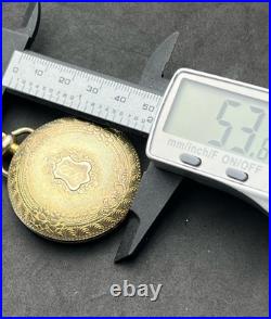 Vintage COLIBRI 47mm Swiss Quartz Pocket Watch Date Gold Plated Case Cream Dial
