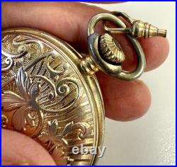 Vintage Caravelle Swiss Made Gold Tone Hunter Case Pocket Watch Engraved Floral